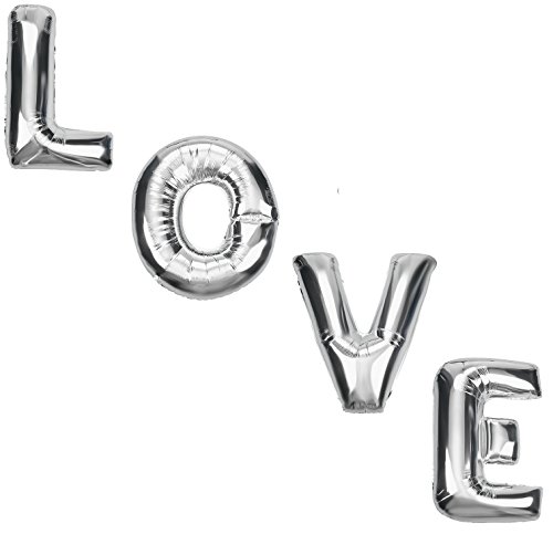 DekoRex ® LOVE Riesenballons Folienballons Buchstabenballons Heliumballons in Silber 100cm hoch - 3