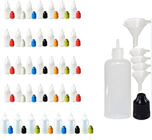 XIAONAN 5 Pack x 20ml LDPE Plastic Liquid Water Squeezable Eye Dropper Empty Bottles (Bottles + White Colour Caps + Tips)