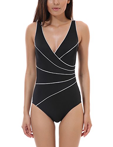 Delimira Damen Große Größen Schwimmanzug – Schale Einteiler Slim Badeanzug - 2