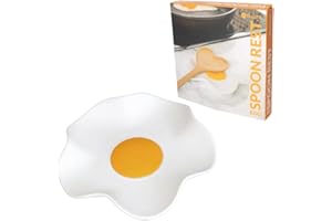 FISURA - Reposa cucharas original con forma de huevo. Reposa cucharas de silicona. Soporte para utensilios blanco y amarillo. Medidas: 12 x 12 centímetros.
