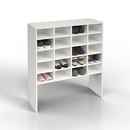 Schuhschrank HERMIA – für bis zu 20 Paar Schuhe und 4 Stiefel Schrank Schuhregal Schuhständer Schuhe Stiefelfach Schuhablage Standregal Weiß XXL - 4