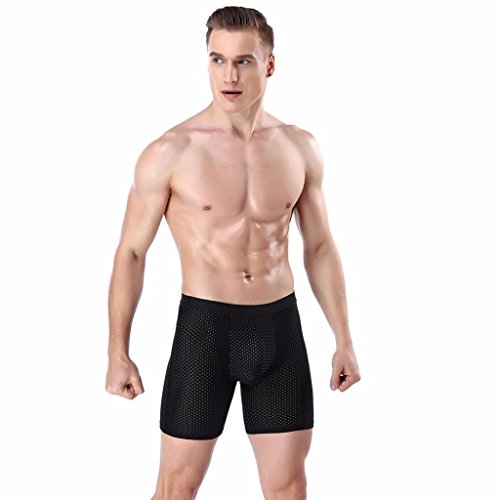 Preisvergleich Produktbild TUDUZ Herren Transparent Glatt Boxershorts Boxer Briefs Unterwäsche Trunk Pants Cool Unterhosen (Schwarz, L(Taille:60-74cm))