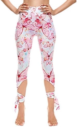 Lanruosi Women's Printing Crop Leggings Casual Soft Stretch High Waisted Yoga Pants S=US 6