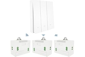 ZOREI Interruttore Senza Fili, Trasmettitore Ricevitore RF, Installazione Punto Luce Senza Rompere il Muro, 220V 10A Max 2200W, Interruttore Wireless Senza Pile (3 Ricevitori + 1 Interruttore da 3 Tasti)