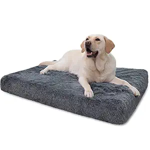 MIHIKK Large Dog Bed, Orthopedic Egg Carton Foam Pet Support Pad Grey with Removable Washable Cover and Non-Slip Backing for Small, Medium and Large Dogs (35 x 22 x 3 inches)