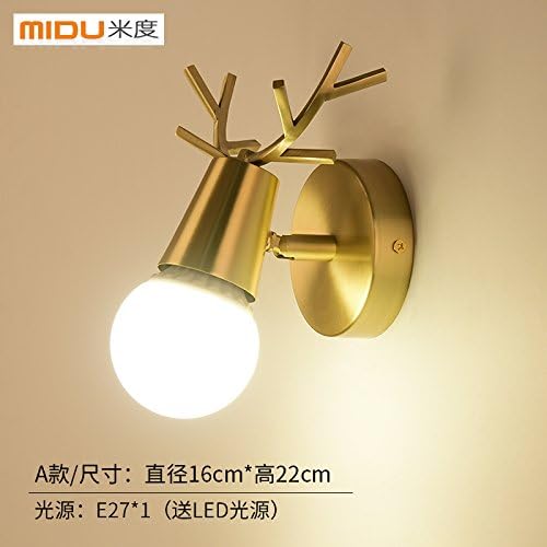 Muidege Anglo Type Full Copper Wall Lamp Bedroom Bedside Wall Lamp Xiandai Simple Passage Corridor Living Reactiveness Wall Section-Send 5W Led Dragonball Warm Light