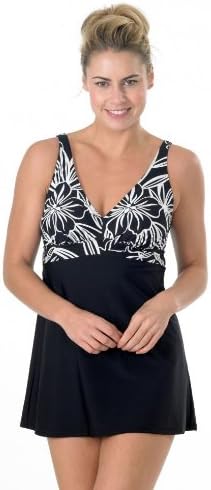 Ladies Black &amp; White ELLA Floral Skirtini Swimsuit - Size 14