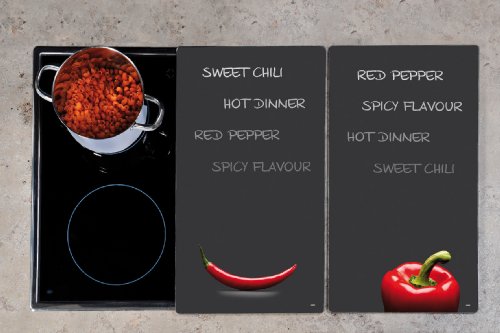 Kesper 3652513 Multi-Glasschneideplatte, 2-er Pack, Motiv: Chili, Maße: 52 x 30 x 1.2 cm - 3