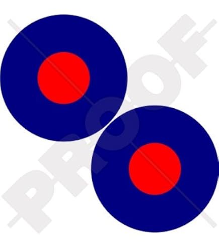Lot De 2 Autocollants Vinyle Cocarde RAF Royal Air Force - 7,5 X 7,5 Cm, Étanches - 10