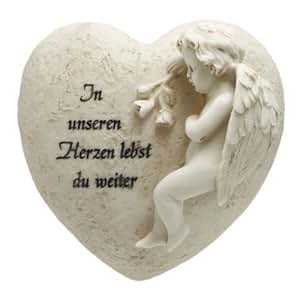 Gedenkherz mit Engel "In unseren Herzen lebst du weiter ...