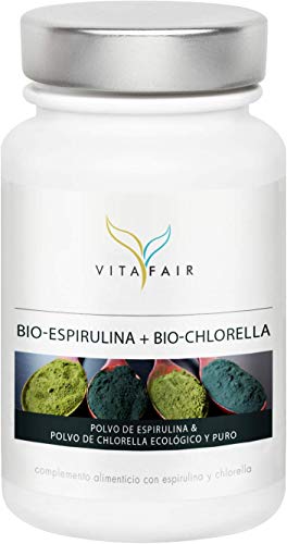 Chlorella & Spirulina orgánica y ecológica | 3300mg por porción | 180 cápsulas | 100% puro | Vegano | Máxima biodisponibilidad | Hecho en Alemania