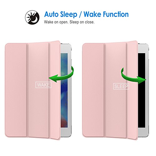 JETech iPad Air 2 Hülle Schutzhülle Etui Tasche Abdeckung Ledertasche mit Durchschaubar Rückseite für Apple iPad Air2 mit Automatischen Schlaf / Wake (Roségold) – 3040D - 4