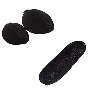 A R TRADING | HAIR PUFF & VOLUMIZER FOR WOMEN AND GIRLS | MADE OF NYLON & SPONGE | MEDIUM SIZE | BLACK COLOR | HAIR ACCESSORIES SET |