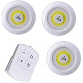 SQUADO 3'l&uuml; set, pille &ccedil;alışır, uzaktan kumandalı, ayarlanabilir parlaklık ayarı, otomatik kapanma, kablosuz montaj, yapışkan