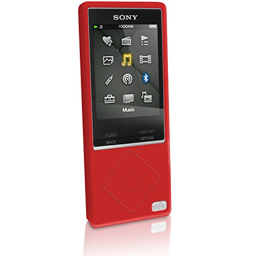 igadgitz U3295 Funda Carcasa Silicona Case Para Sony Walkman NWZ-A15 A17 8GB 16GB y Protector De Pantalla - Rojo