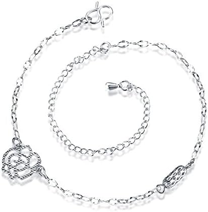TPHui Elegant Sexy Sterling Silver Crystal Charm Drop Ankle Chain Bracelet Anklet Jewelry Simple Barefoot Heart Shape Rose Flower Shape Foot Anklet for Girls Ladies (silver2)