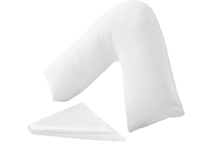 MH Home Extra Firm V Pillow With Pillowcase - Orthopedic Supportive Pillow For Neck, Back & Shoulder - Pregnancy Nursing Support Shaped Pillows - Premium Hollowfiber Filling & Machine Washable