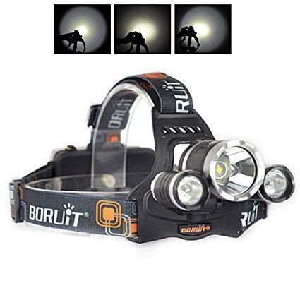 Boruit Led stirnlampe kopflampe 6000 Lumen XM-L2 T6 LED-Scheinwerfer kopflampe Stirnlampe led Scheinwerfer-Kopf-Lampen-Taschenlampe für Outdoor Sports Camping Wandern Angeln（Britische Ladegerät Technische Daten）