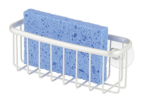 InterDesign Axis Schwammhalter | Küchenaufbewahrung für Schwamm, Tropfkratzer etc. | Spülbeckengitter mit Saugnäpfen | Metall perlmuttweiß - 3