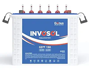 Genus Invosol GSTT190 Tall Tubular Battery 175 AH Capacity at C20 Rating Best for Home Office Use Best Suitable for Solar Application, White and Blue