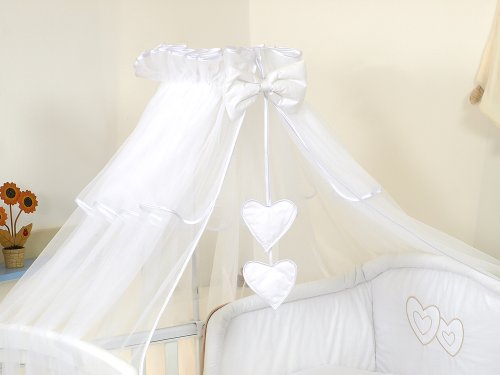 LUXURY BABY COT/BED CANOPY DRAPE-BIG 485cm MOSQUITO NET NURSERY BEDDING + HOLDER (White)