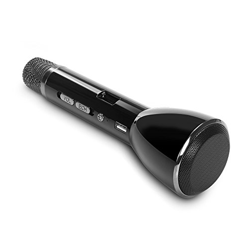 Preisvergleich Produktbild Mikrofon, Drahtlos Tragbar Lautsprecher Bluetooth für Gesang / Sprache KTV Karaoke Player Kompatibel mit PC / iPad / iPod / iPhone / Android Smartphone (Schwarz)