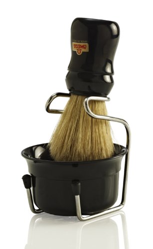 Omega 49.18 - 10049 Brush, Stand and Bowl Set: Black