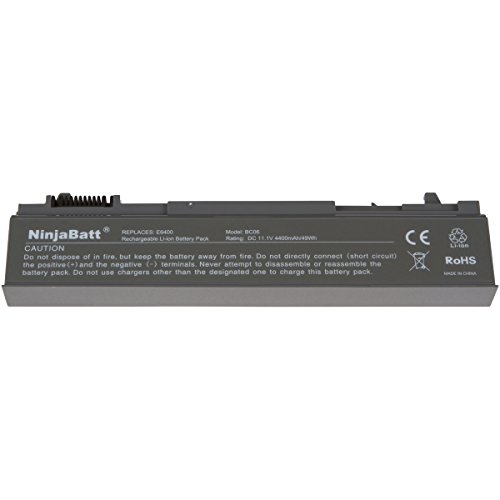 NinjaBatt® New Laptop-Akku für Dell MP490 PT434 4M529 Latitude E6410 E6400 E6500 E6510 Precision M4400 M4500 KY265 NM631 GN752 U5209 KY477 – High Performance [6 Zellen/4400mAh/49wh] - 4