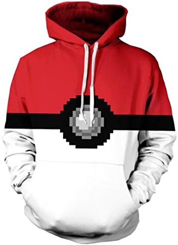WTUS Women Colourful HD Pokemon Elf Ball 3D Printed Pullover Unisex Harajuku Long Sleeve Casual Sweatshirt Hooded