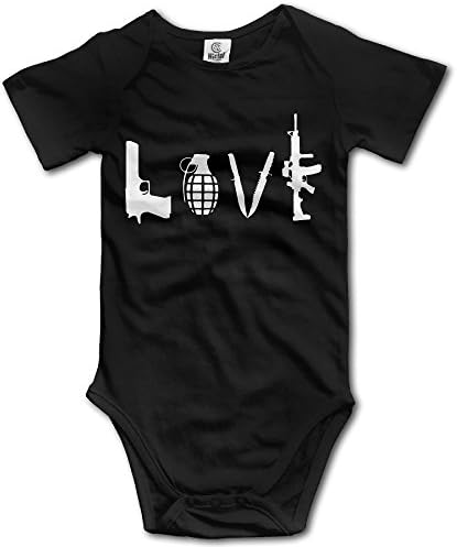 Baby Love Gun Funny Grenade Knife Bodysuit Cotton Baby Onesie - Black -