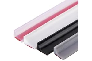 KAYLEINSTER Silicona Barrera de Ducha Sistema de Retención de Agua Para Platos de Ducha,Barrera de Agua Para Umbral de Ducha Flexible, Tope Agua Autoadhesivo Para Suelos y Encimeras 1m Transparente