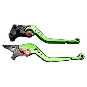 Allextreme AX-LEV55 Clutch Brake Lever Heavy Duty 6 Positions Adjustment for Kawasaki Ninja 250 (Green, 2 Pcs)