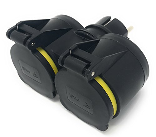 2-fach Doppelstecker Steckdosenverteiler Feuchtraumsteckdose mit Klappendeckel Multistecker Mehrfachsteckdose Schuko Steckdosenleiste Steckdose Bayram®