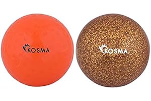 Kosma Set of 2Pc Dimple Hockey Balls | Outdoor Sports Practice Training Balls (Orange Dimple, Golden glitter)