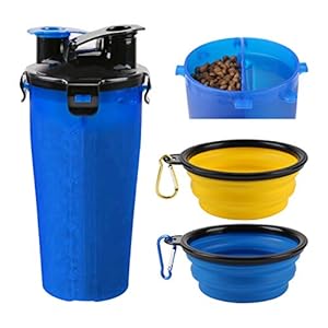RCruning-EU Botella de Agua para Perros Portatil Envase de Comida para Perros Un Conjunto de 2 Plegable Tazones para Perros Gatos Mascotas Adecuado para al Aire Libre, Caminar, Viajar