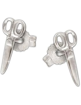 CLEVER SCHMUCK Silberne Ohrstecker kleine Schere 9 mm glänzend STERLING SILBER 925 im Etui