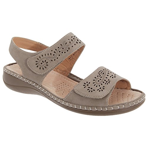 Boulevard- Sandalias con tira trasera y cierre de velcro para mujer (EUR 39/Piedra)