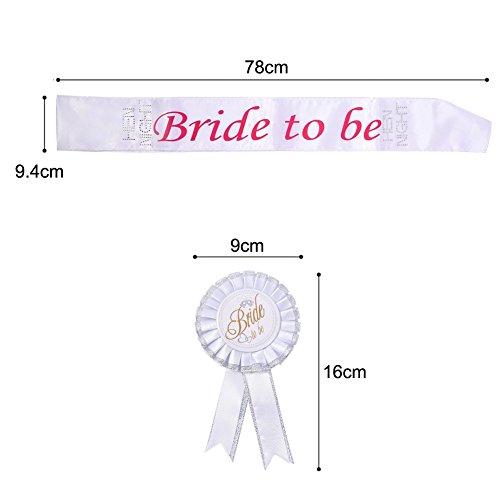 Hochzeit Braut Brautschleier zum Set, Wartoon Bride to Be Schärpe Strumpfband Abzeichen und weiße Hochzeit Brautschleier mit Kamm, 4 Stück - 6