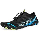  Strandschuhe Damen Herren Wasserschuhe Badeschuhe Unisex Atmungsaktiv Leicht Barfußschuhe Rutschfeste für Schwimmen Tauchen (S901 Schwarz/Blau, 43)