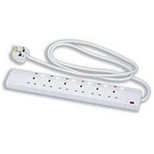 CED ts6213 m Extension Lead, 6-Gang, 2 m, color blanco
