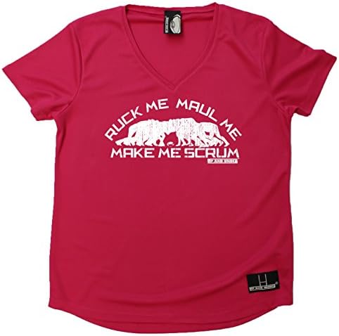 Women's Up and Under - Ruck Me Maul Me Make Me Scrum - Premium Dry Fit Breathable Sports V-Neck T-Shirt - Rugby Tee Top rugga Union t Shirt Team Kit Fashion Clothing accessories