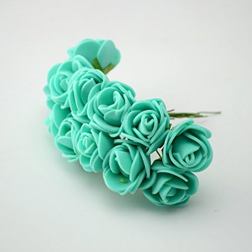 JIALE3536 Artificial Flowers 144Pcs/Lot Simulation Mini Rose Artificial Flower Foam Flower Flower Ball Garland Headdress Wedding Decoration Bridal Flowers,Tiffany Blue