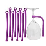 【Contenido del paquete】Material: silicona, viene en morado. Viene en un paquete de 8. Ajuste la varilla para que se ajuste al vidrio en la rejilla superior o inferior de su lavavajillas. La base hueca se desliza sobre el poste del lavavajillas, los clips de cierre del extremo en el vástago de la copa de vino.