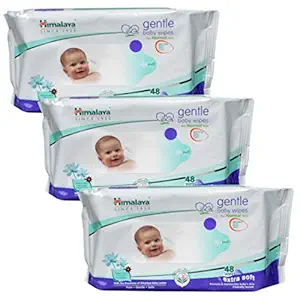 Himalaya Gentle Baby Wipes, 48 Pieces (White, Pack of 3)