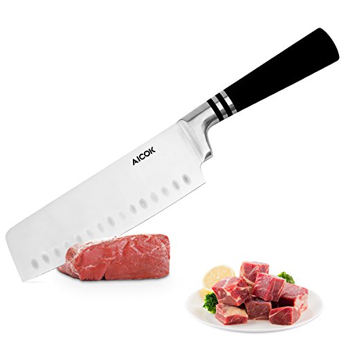 Aicok Magnetischer Messerblockset, Messerset Mit Magnetischem Messerhalter, 6-tlg, Rostfreier Spezialstahl Messerblock Set mit Magnetischem Messerbrett, Schwarz - 4