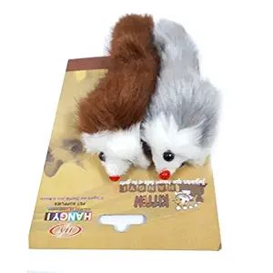 The DDS Store Real Fur Mouse Cat Toy - 02 Piece (Colour May Vary)