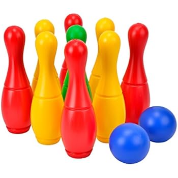 THE TWIDDLERS -Bowling Set- 10 Birilli Morbidi Colorata e 2 Palline/Booling Bambino