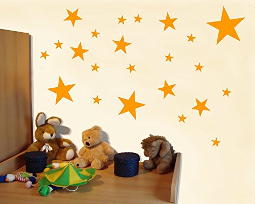 Wandtattoo Sterne Set ‚gefüllt‘ 14×2,5cm6x5cm2x7,5cm1x10cm mittelgrau - 2