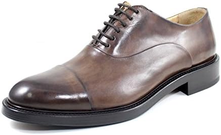 GIORGIO REA MEN'S ELEGANT LACE UPS HANDMADE SHOES MADE IN ITALY GENUINE CALFSKIN REAL LEATHER OXFORDS RICHELIEU BROGUE GENTLEMEN (43, Brown)