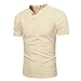 Produktbild feiXIANG Herren Oberteile Kurzarmshirt Casual Shirt Basic Sommer Casual Solide Buton Leinen Bluse(Khaki ,M)
